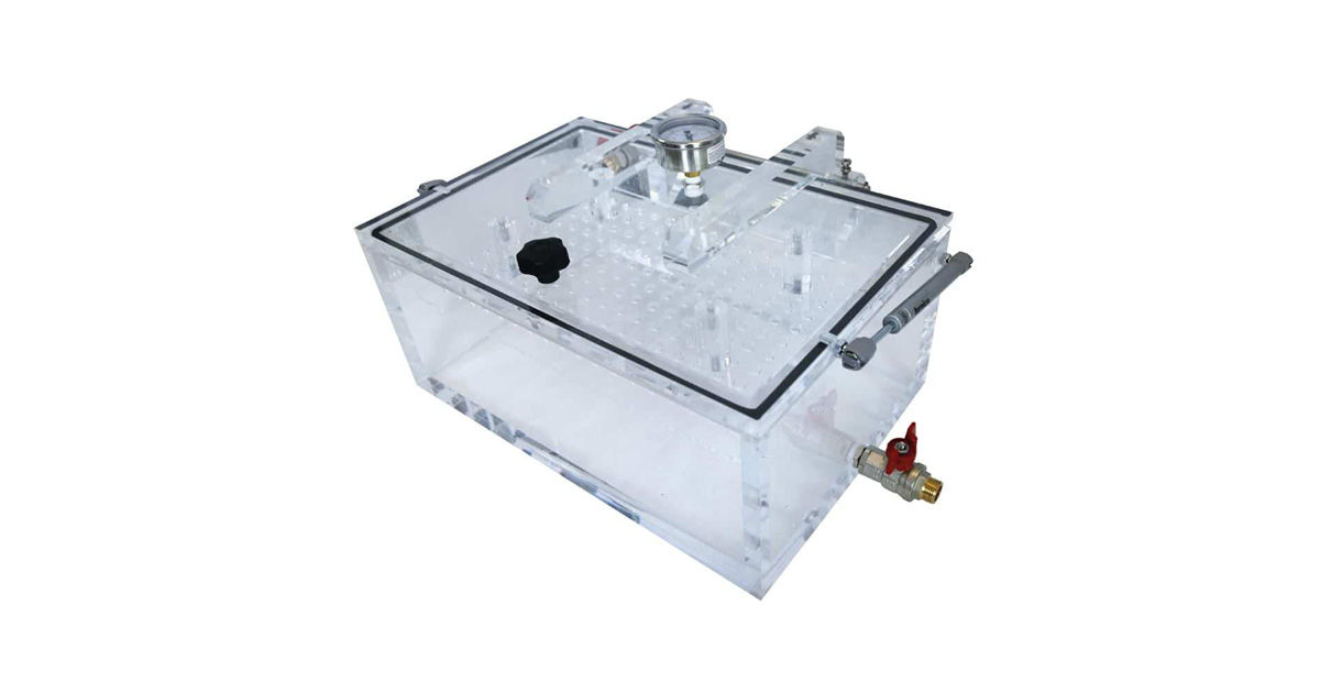 Scatola di tenuta con coperchio ACRN in PMMA trasparente per test a immersione sottovuoto